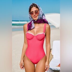 CUPSHE Neon Punch Pink One-Piece Swimsuit NWT size medium